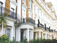 A photo of a row of London town houses