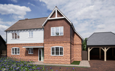 Graphical rendering of a new build house in Hinckley